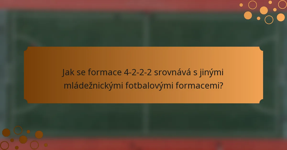 Jak se formace 4-2-2-2 srovnává s jinými mládežnickými fotbalovými formacemi?
